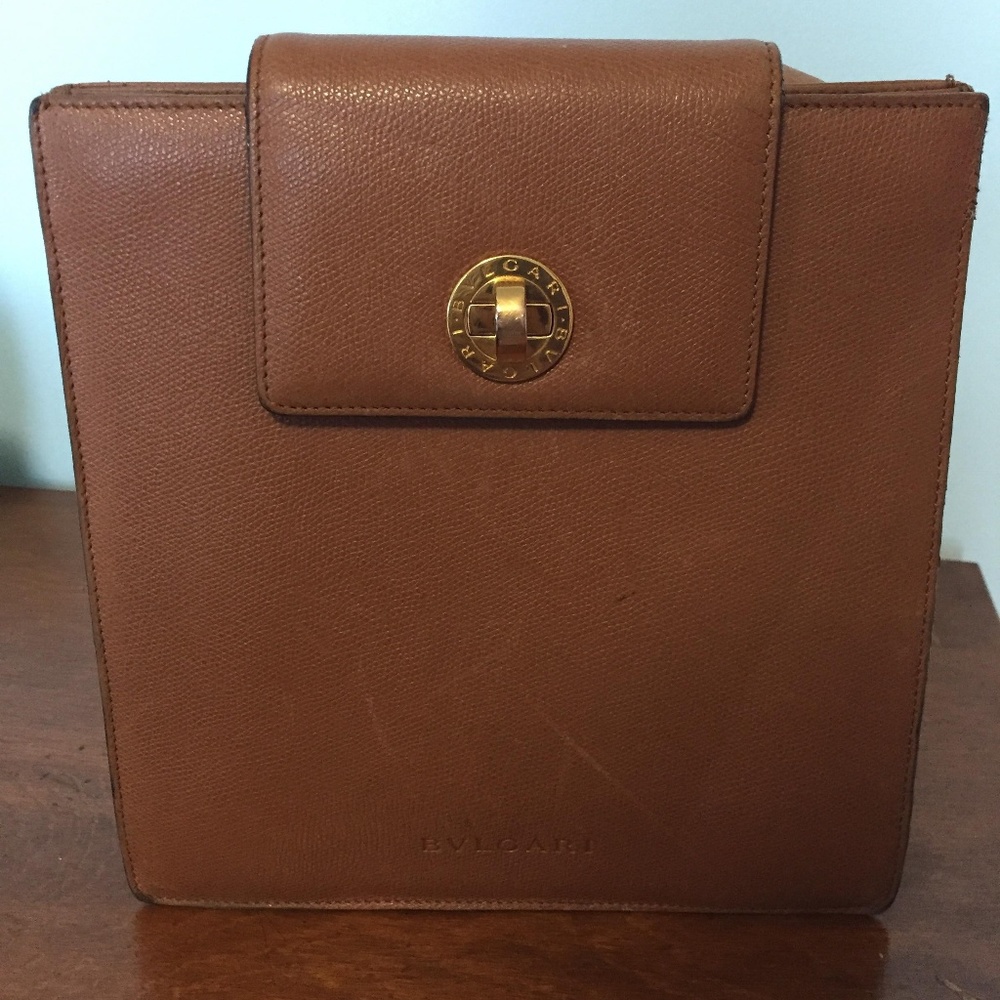 Bvlgari Accordian Bag, Vintage Brown Leather